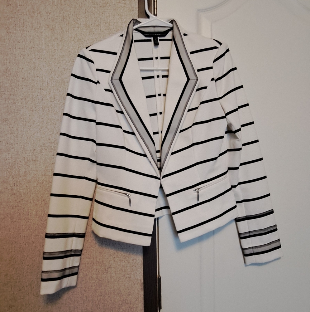 Black and White Striped Blazer